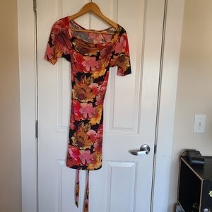 Vintage Jonathan Martin Tropical Floral Mid Dress